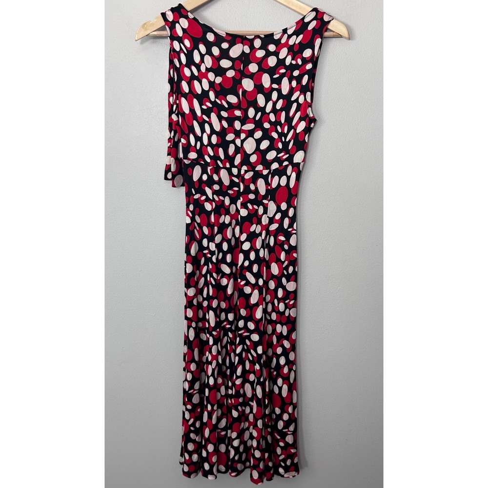M Missoni Dress Womens 4 Black Red Polka Dot V Neck Jersey Midi Made in Italy - Picture 2 of 9